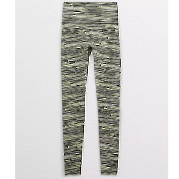 AERIE AMERICAN EAGLE 7/8 Legging Chill Play Move Lime Green Gray High Waisted XS - Picture 3 of 12